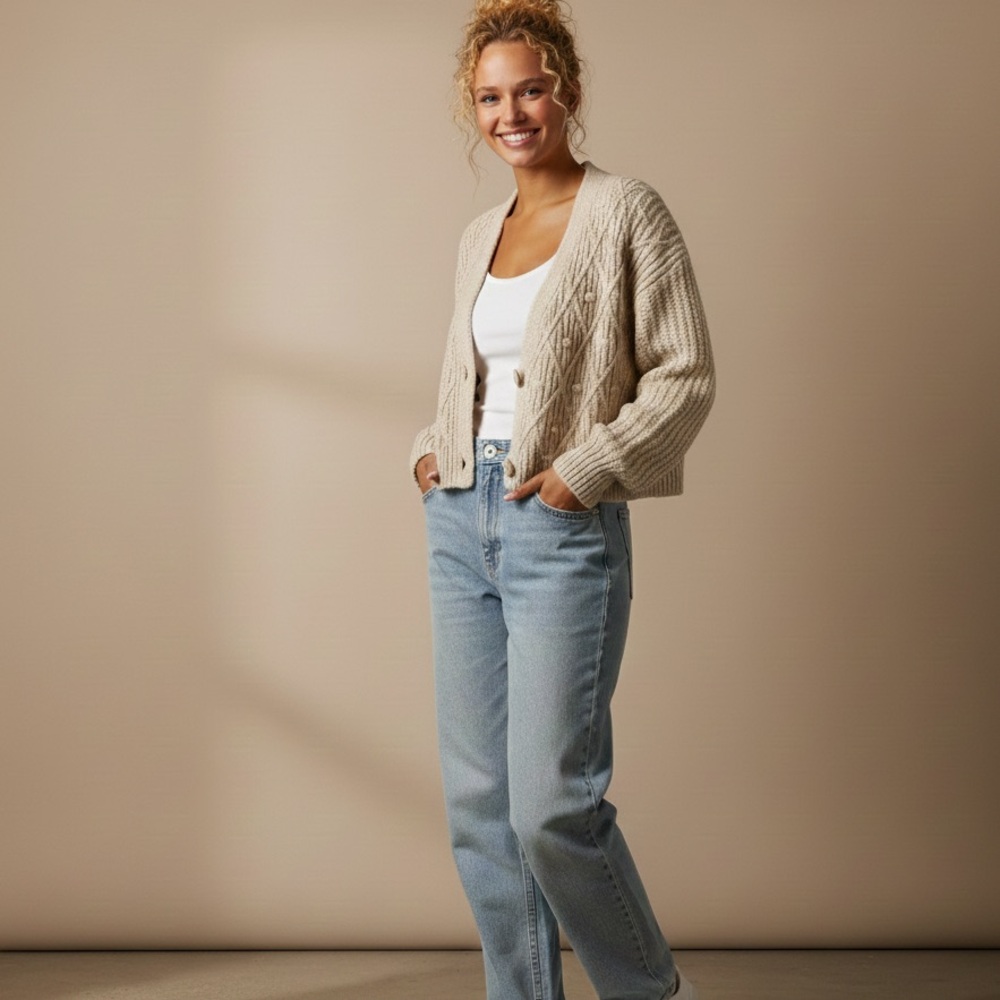 Y2K Grandma cable-knit buttoned cardigan Sweater - Picture 10 of 10